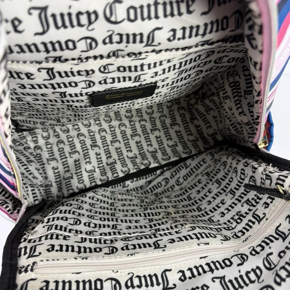 Juicy Couture‎ Wild Heart Striped Squad Backpack Nylon Medium Handbag New